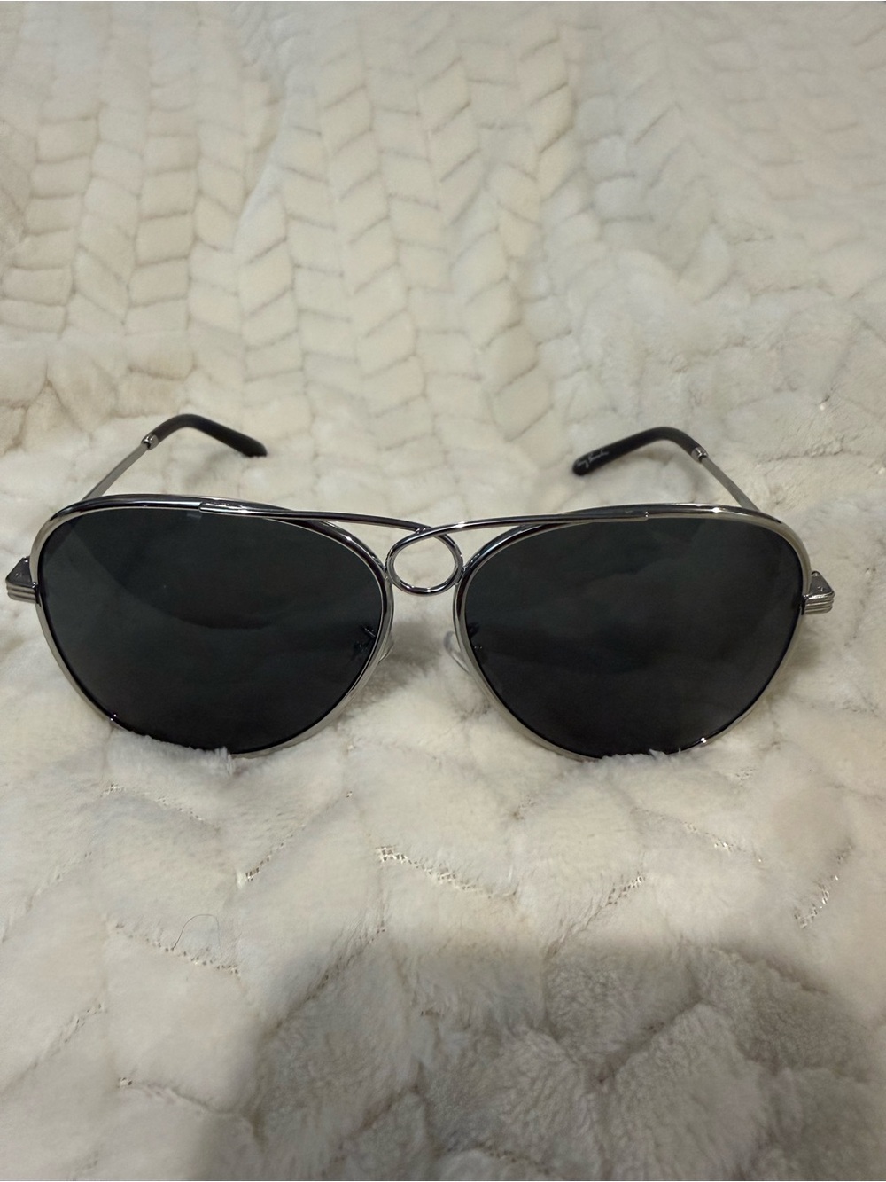 Tory Burch Classic Aviator Sunglasses in Silver with Dark Lenses